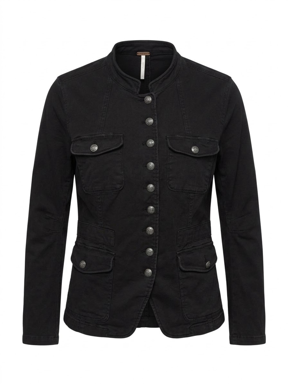 Free People Black Military Button Utility Jacket